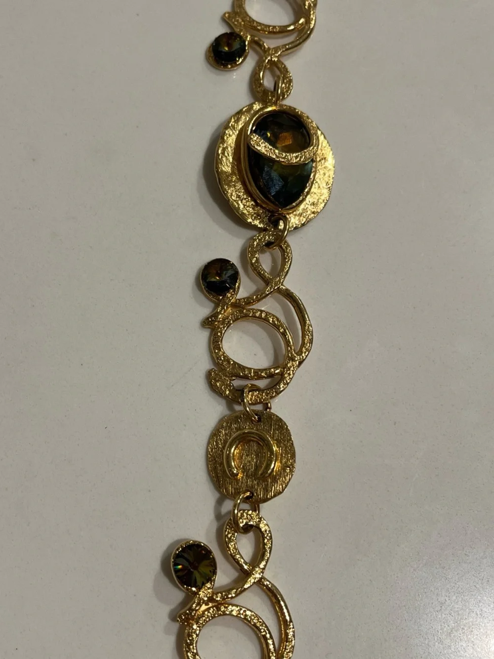Gold Tone Crystal Chain 43 Inch Long Belt Stunning. Vintage